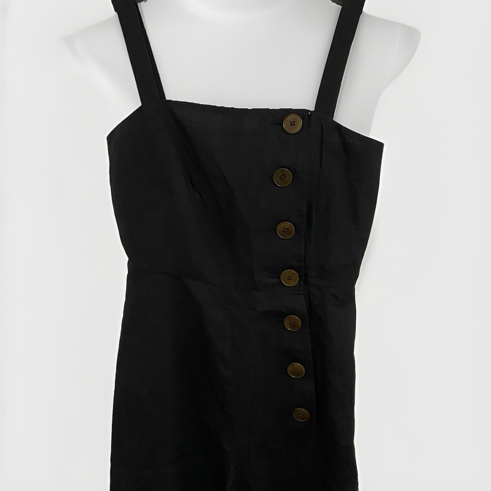 Kate Spade New York Side-Button Linen Blend Jumpsuit Wide Leg Blac Size 0 [1, 2] - Picture 3 of 8
